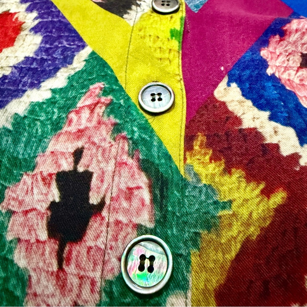 John Mark Bold Mod Market Multicolor Tunic Blouse Size XL Artsy Festive Boho - Picture 9 of 16